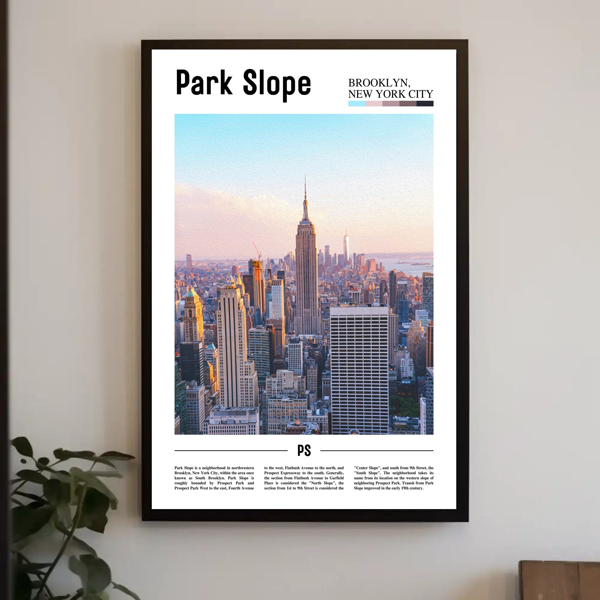 Park Slope Brooklyn Vibrant Skyline Travel Poster PosterGoat