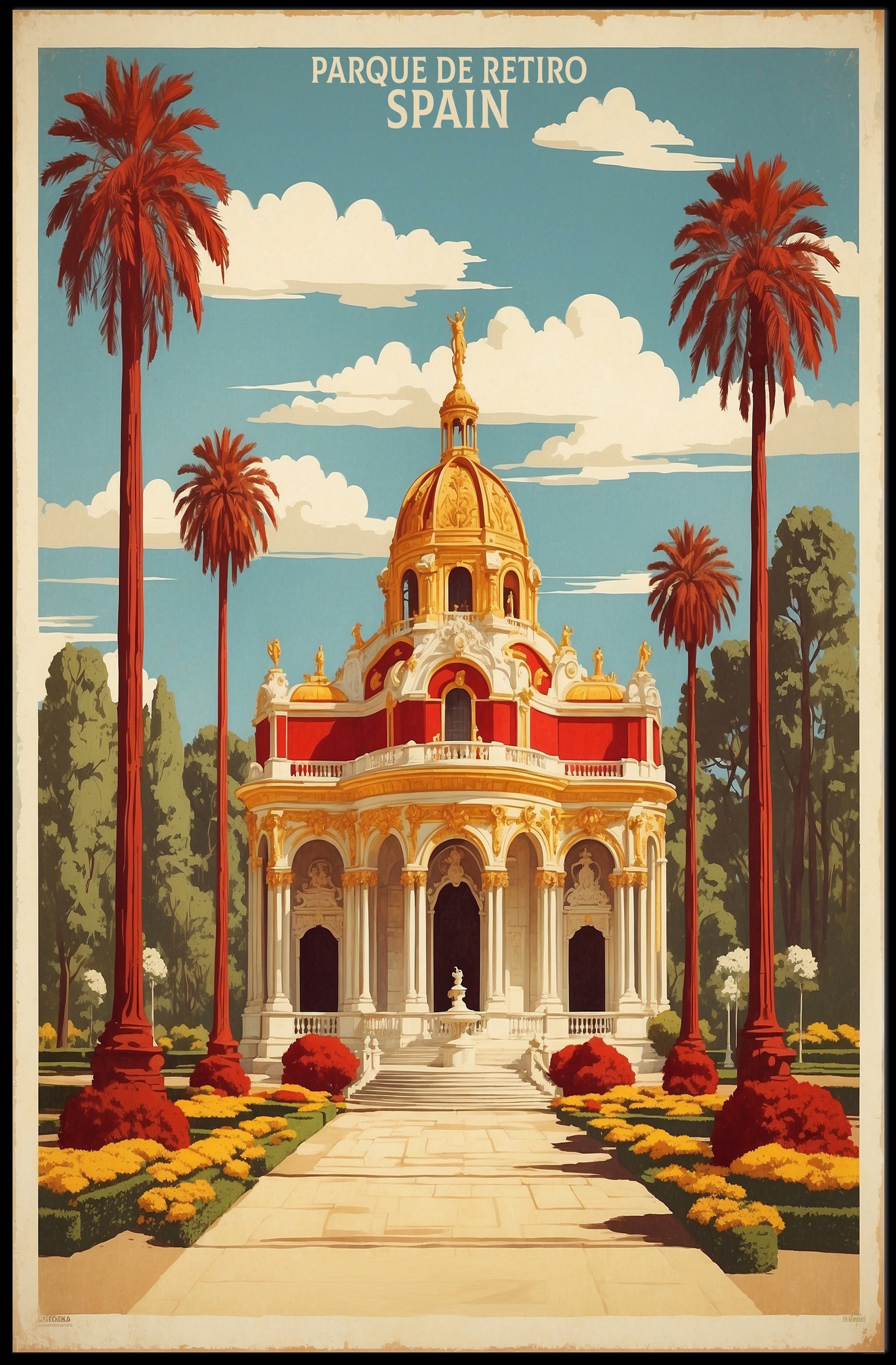 Parque de Retiro Vintage Travel Poster PosterGoat