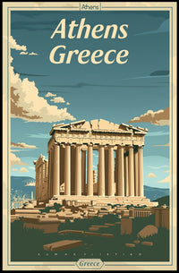 Parthenon Vintage Travel Athens Greece Cultural Heritage Poster PosterGoat