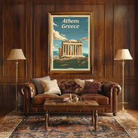 Parthenon Vintage Travel Athens Greece Cultural Heritage Poster PosterGoat