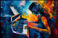 Passionate Pianist Immersion: Abstract Artistic Poster PosterGoat