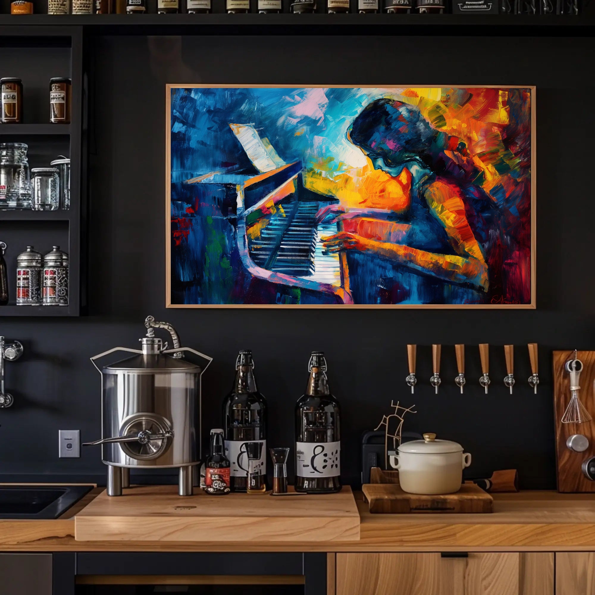 Passionate Pianist Immersion: Abstract Artistic Poster PosterGoat