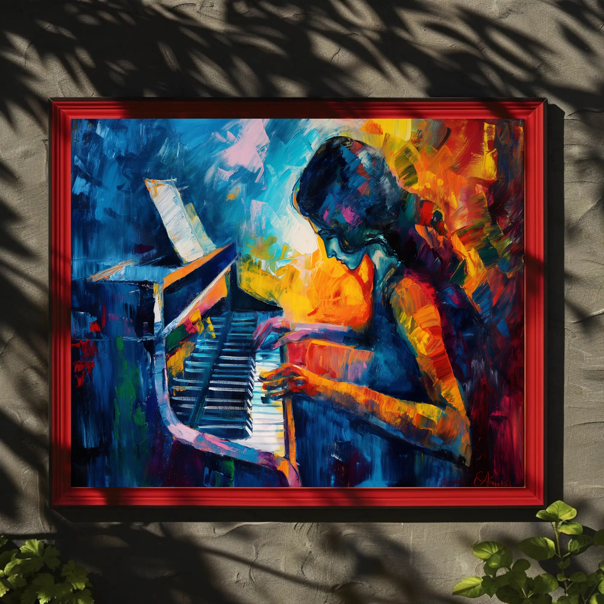 Passionate Pianist Immersion: Abstract Artistic Poster PosterGoat