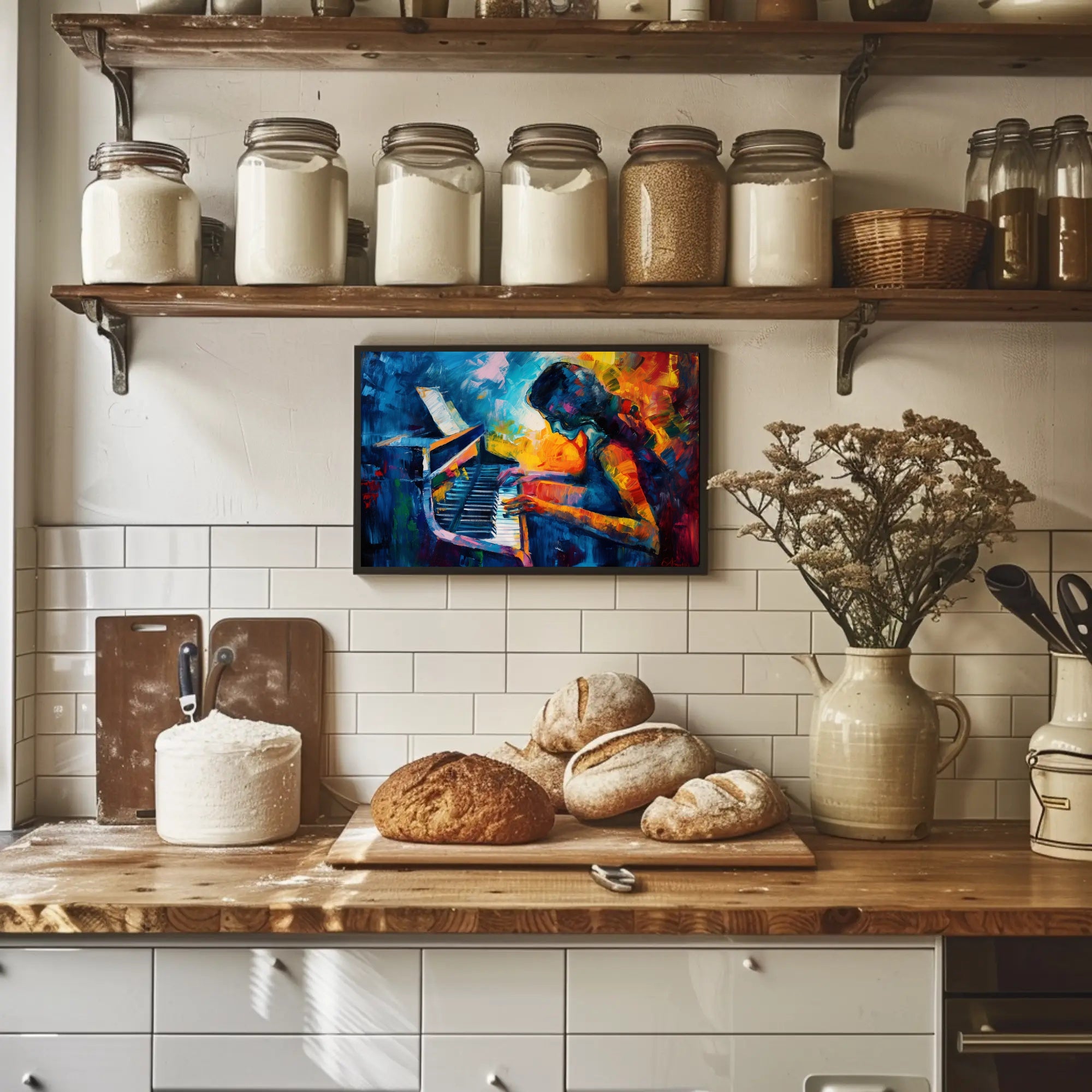 Passionate Pianist Immersion: Abstract Artistic Poster PosterGoat