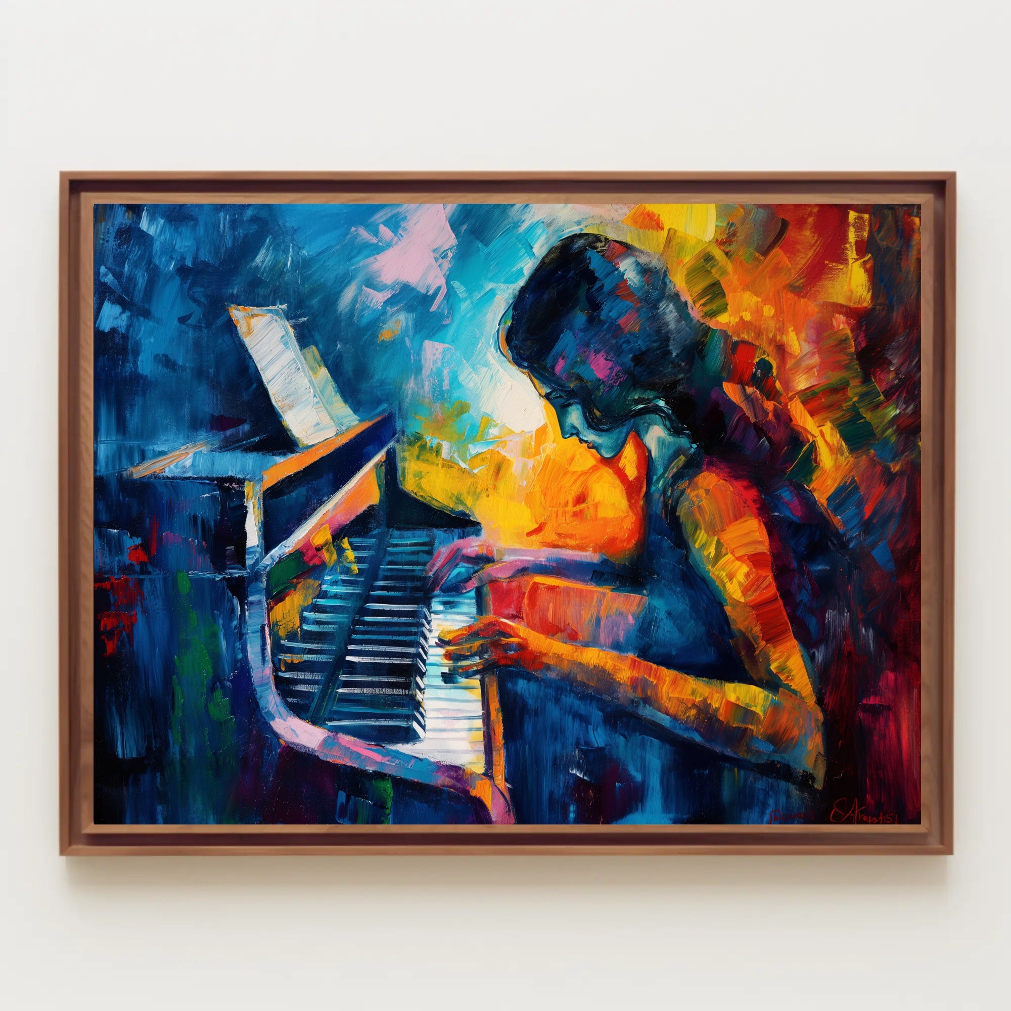 Passionate Pianist Immersion: Abstract Artistic Poster PosterGoat