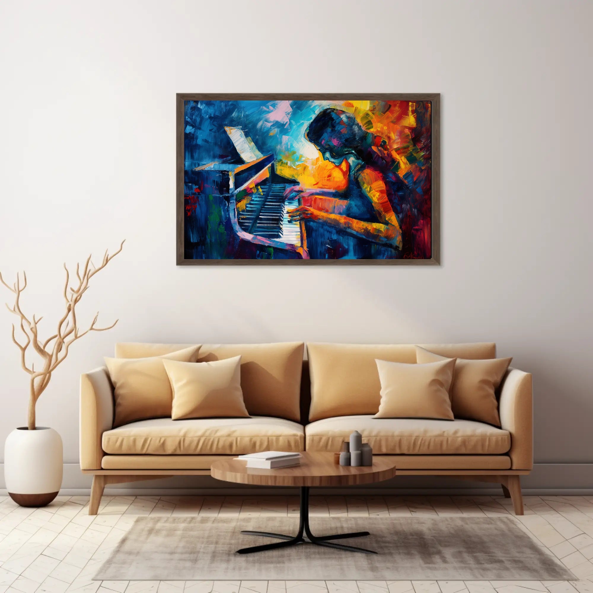 Passionate Pianist Immersion: Abstract Artistic Poster PosterGoat