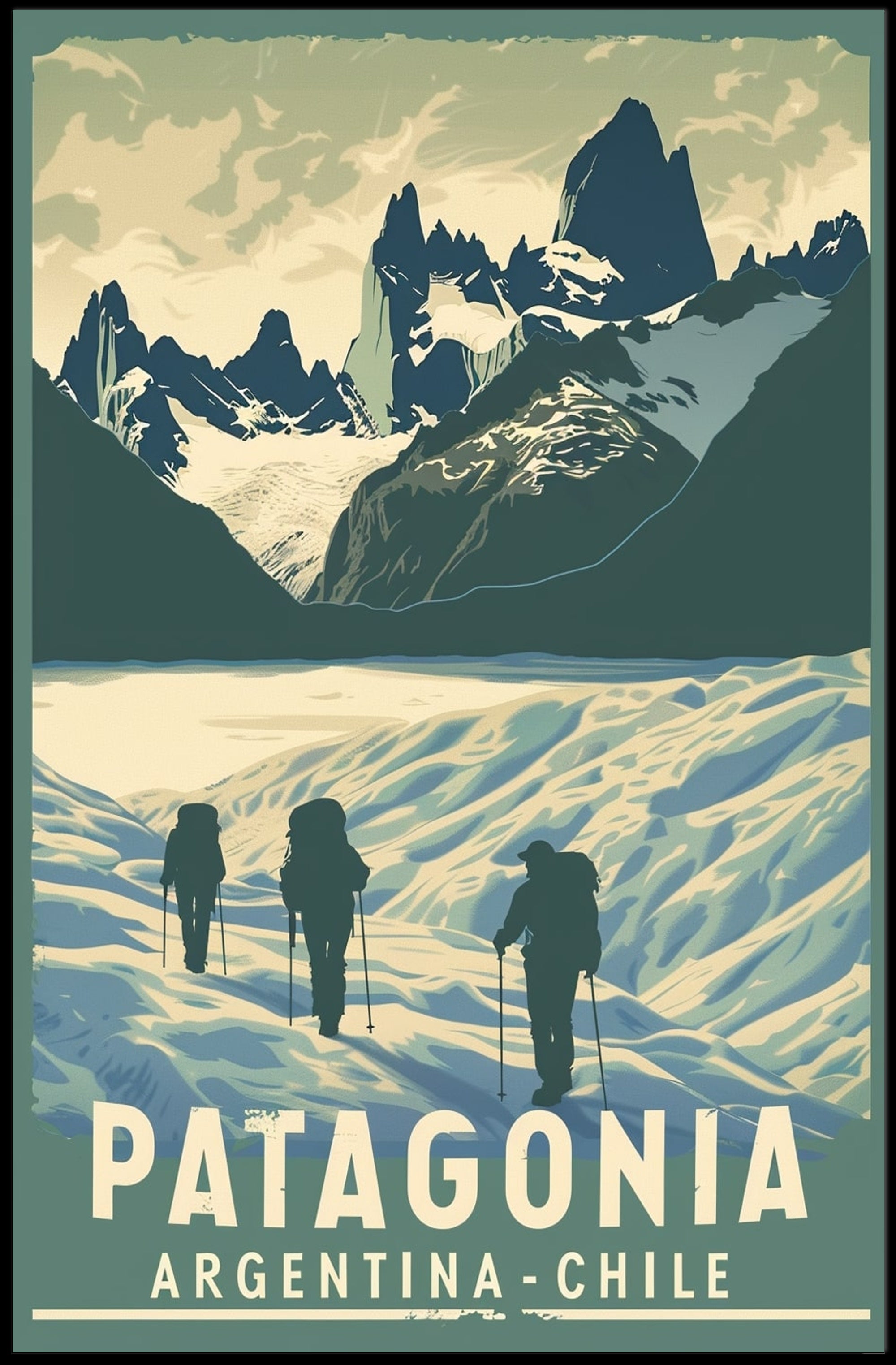 Patagonia Adventure Vintage Travel Art Poster PosterGoat