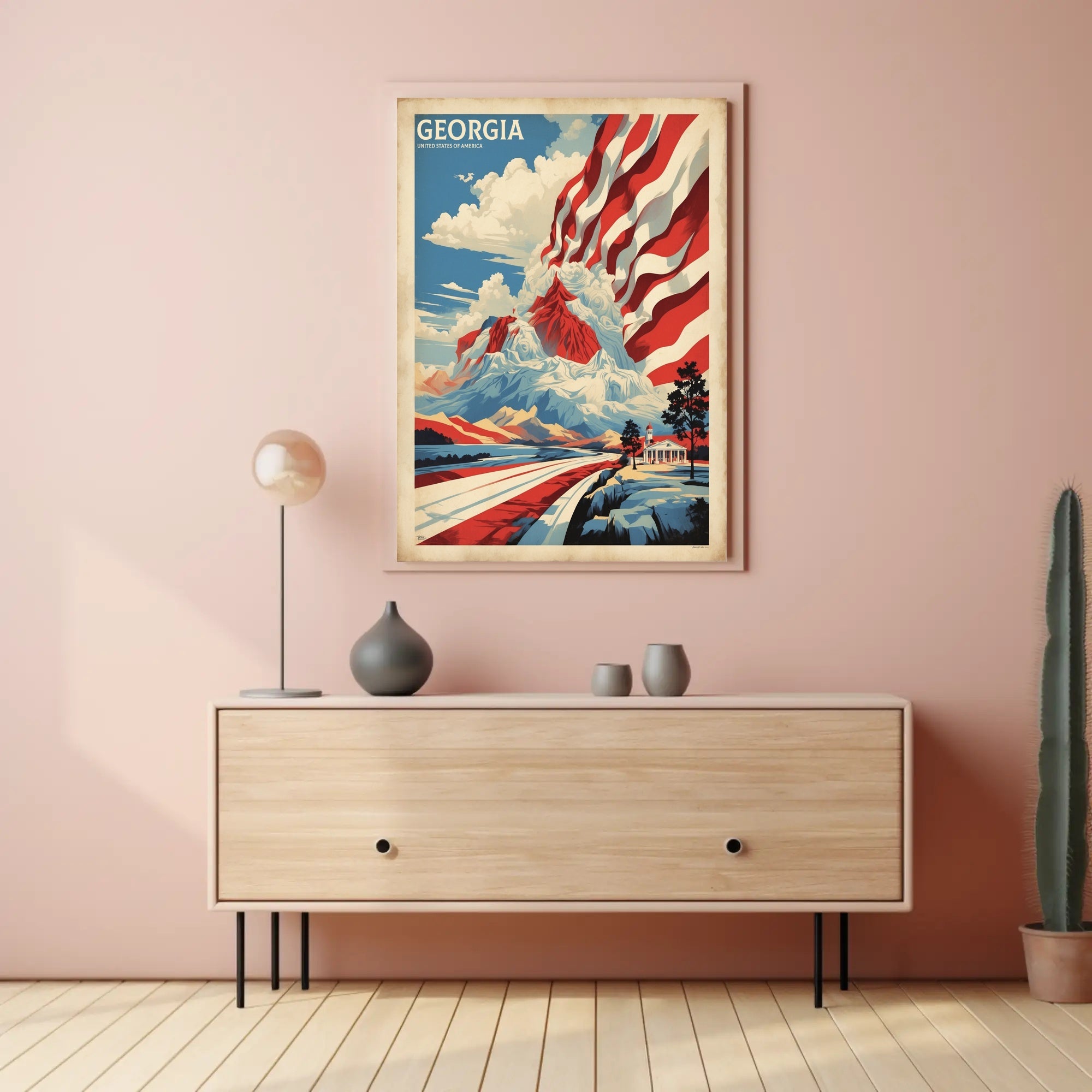 Patriotic Georgia Landscape Art Print - Cultural or Heritage Poster PosterGoat