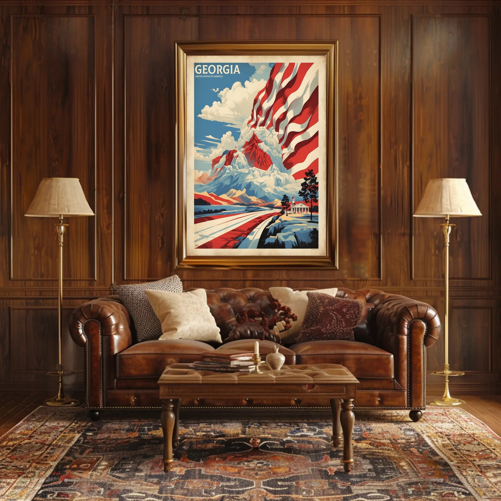 Patriotic Georgia Landscape Art Print - Cultural or Heritage Poster PosterGoat