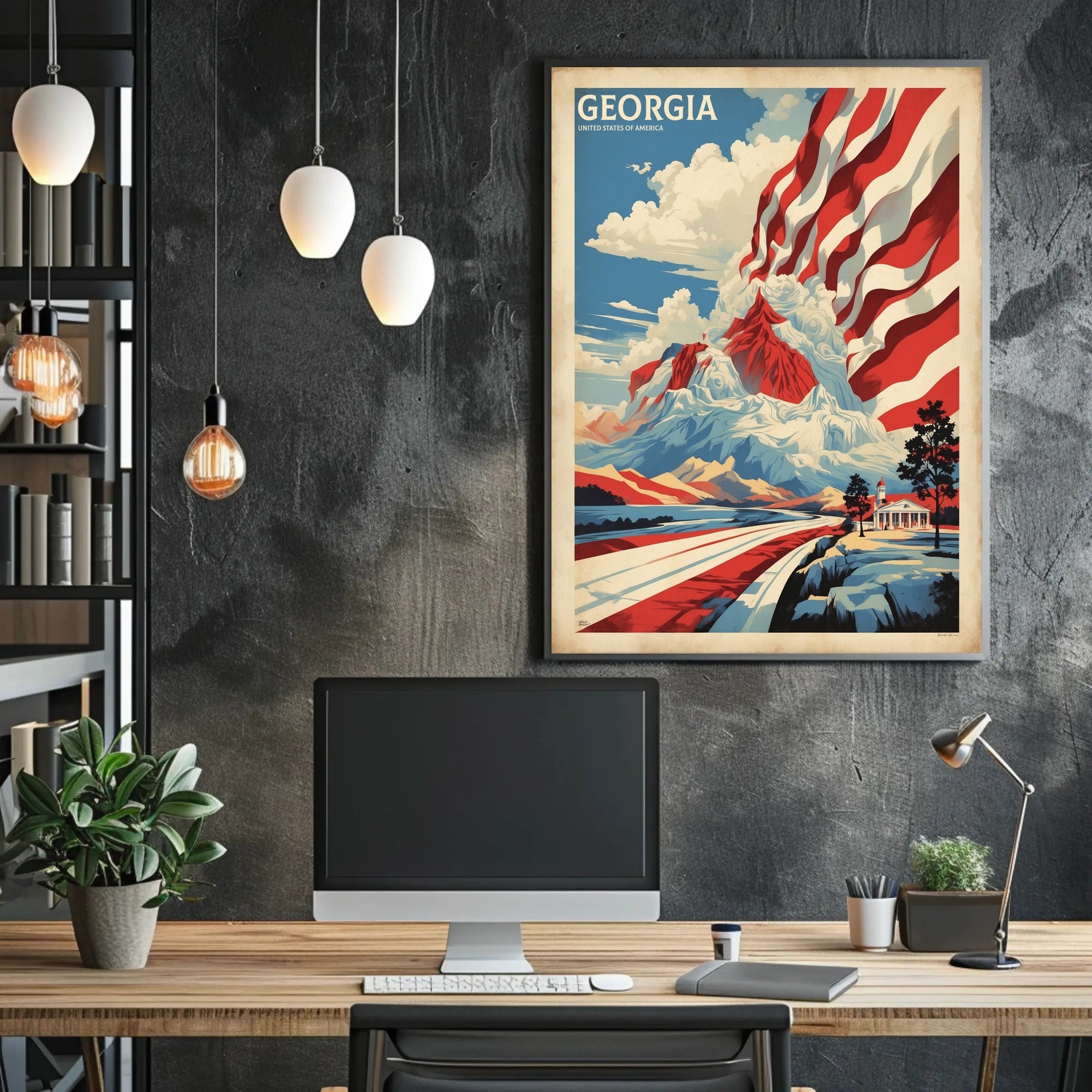 Patriotic Georgia Landscape Art Print - Cultural or Heritage Poster PosterGoat