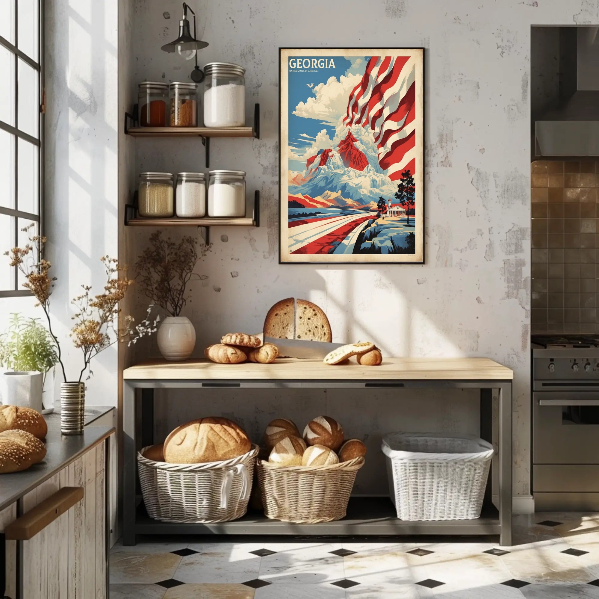 Patriotic Georgia Landscape Art Print - Cultural or Heritage Poster PosterGoat