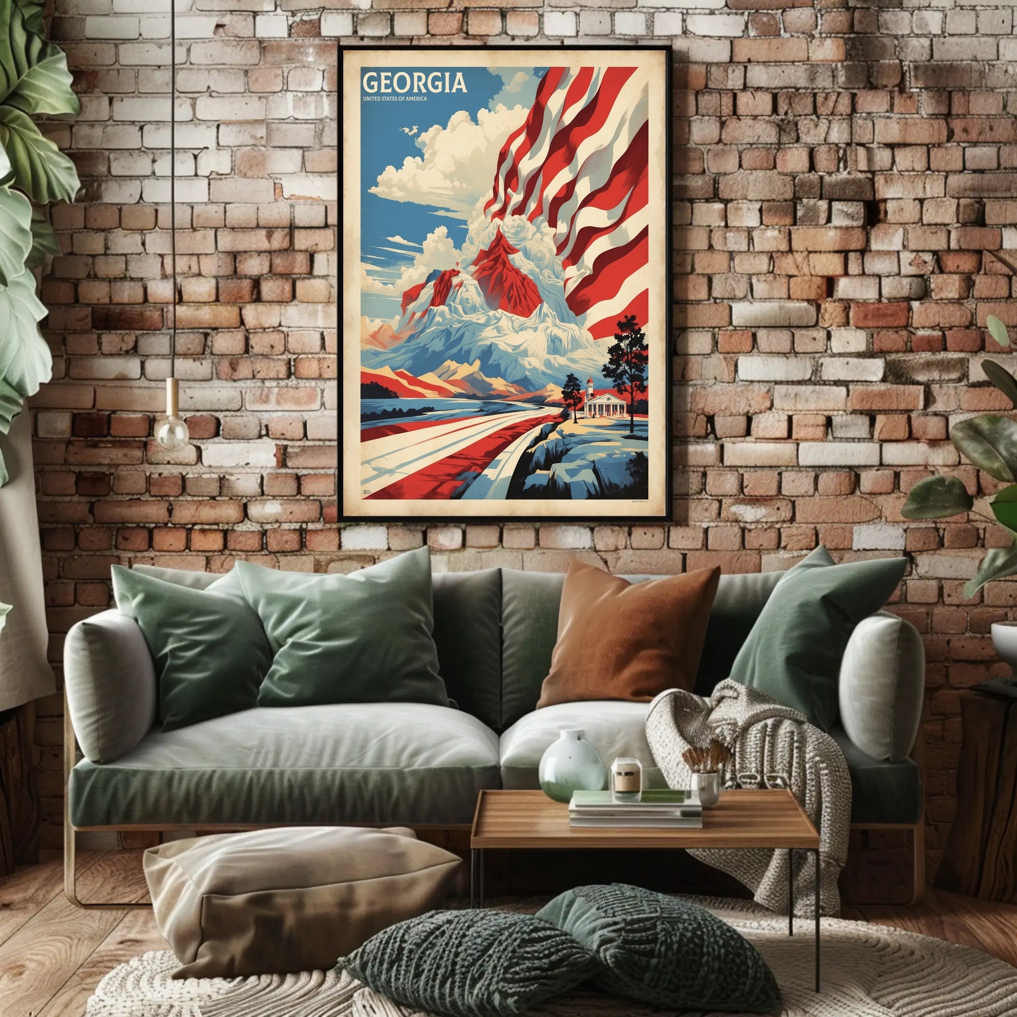 Patriotic Georgia Landscape Art Print - Cultural or Heritage Poster PosterGoat