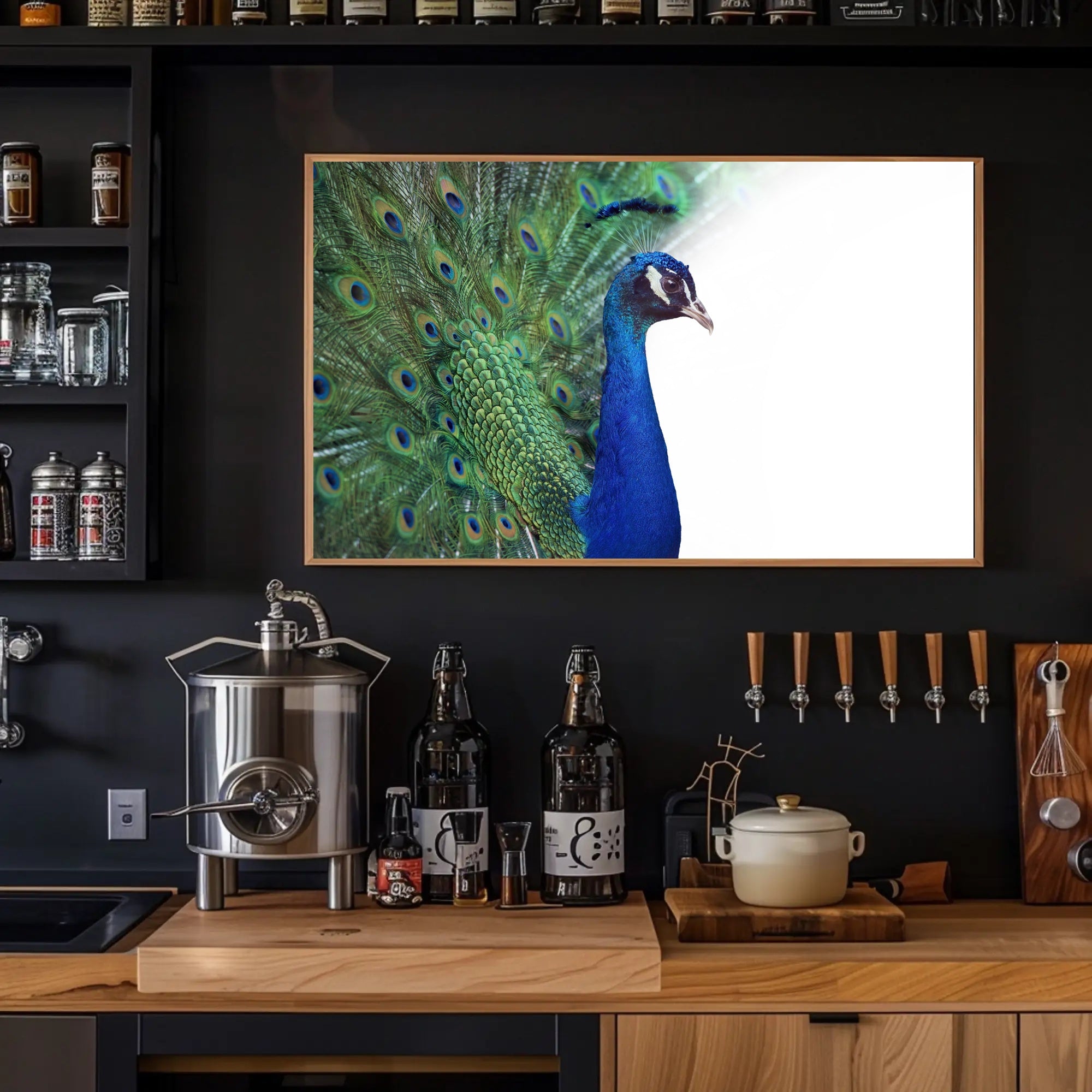 Peacock Elegance in Vibrant Colors Animal Poster PosterGoat