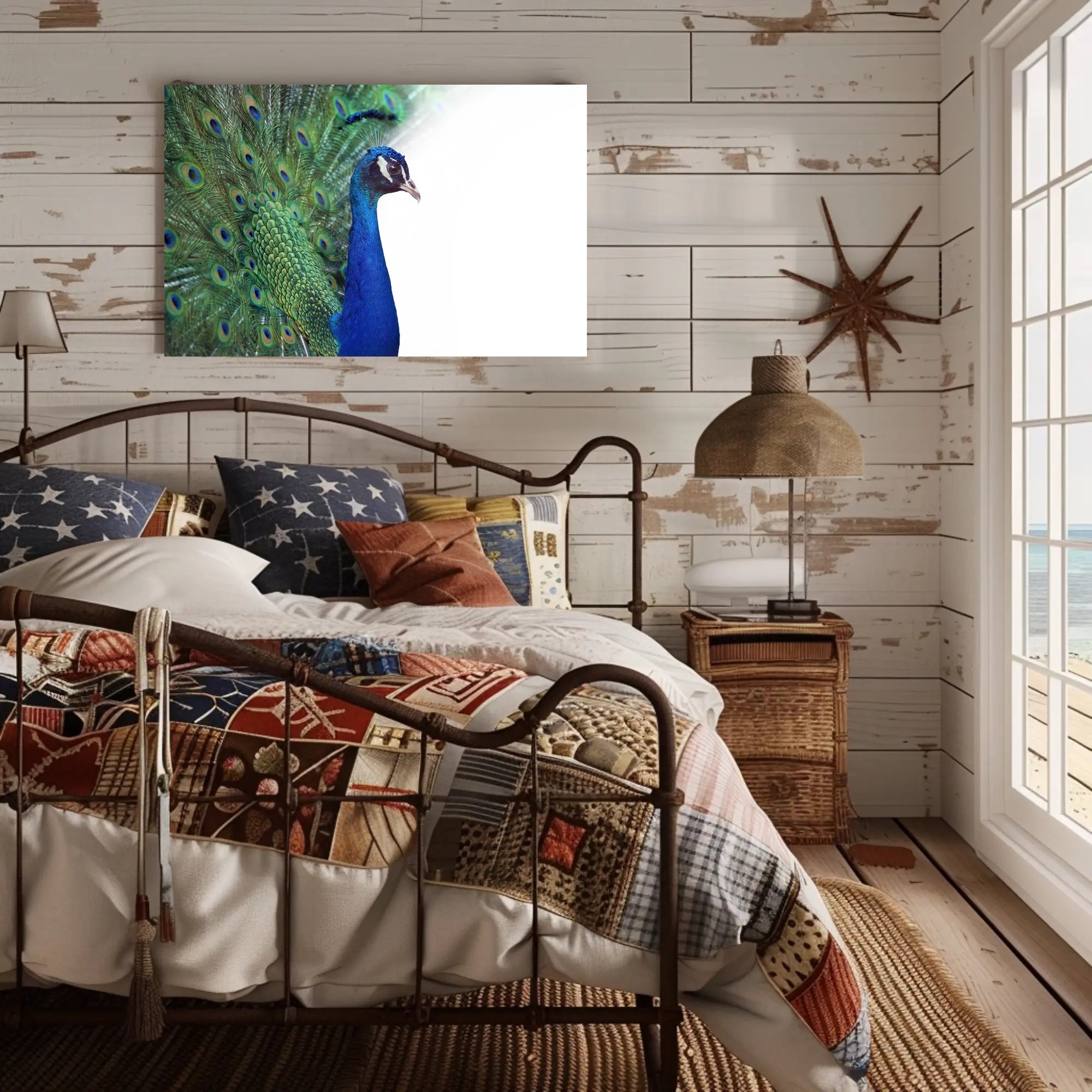 Peacock Elegance in Vibrant Colors Animal Poster PosterGoat