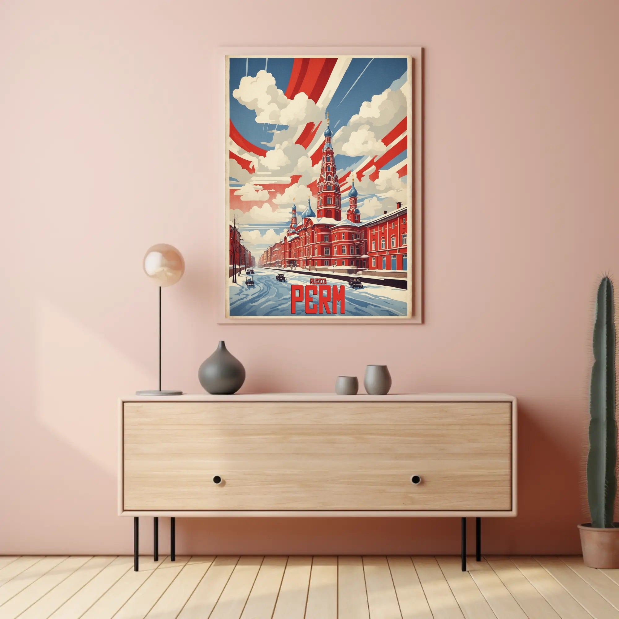Perm Russia vintage winter cityscape propaganda poster PosterGoat