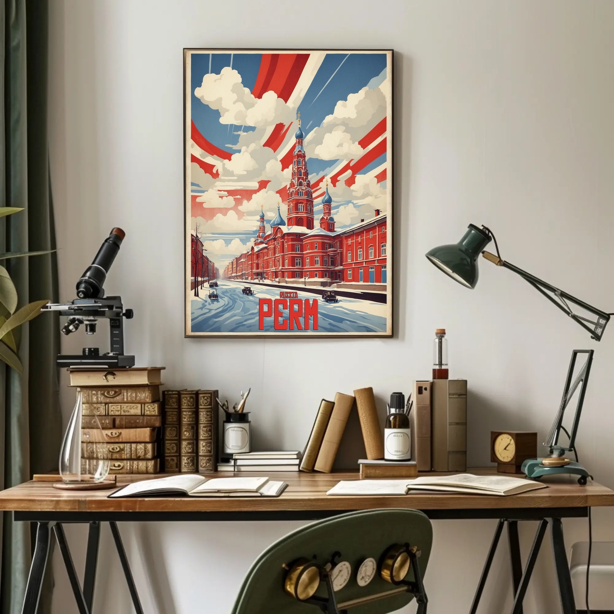 Perm Russia vintage winter cityscape propaganda poster PosterGoat