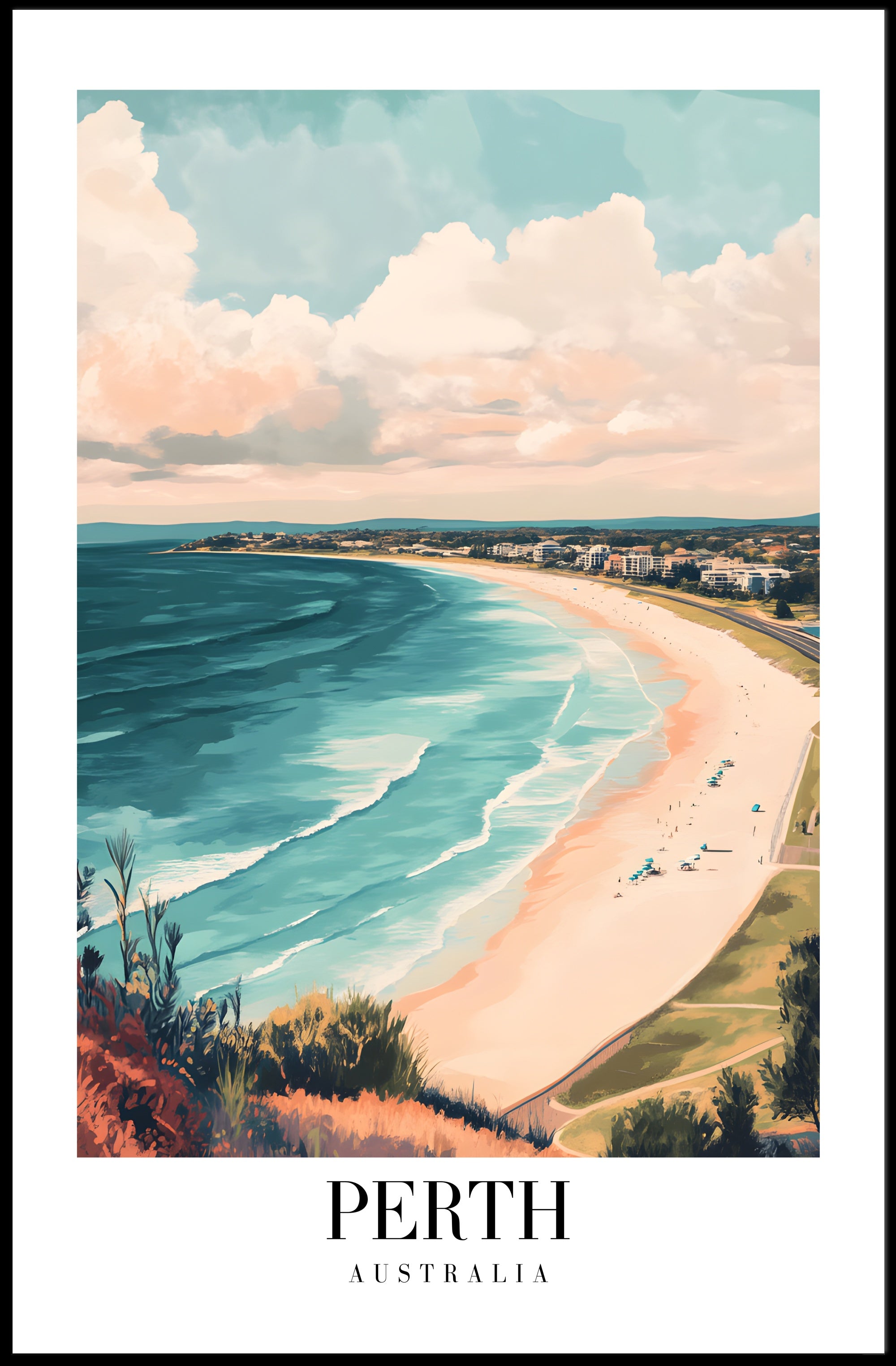 Perth Coastal Landscape Artistic Travel Poster PosterGoat