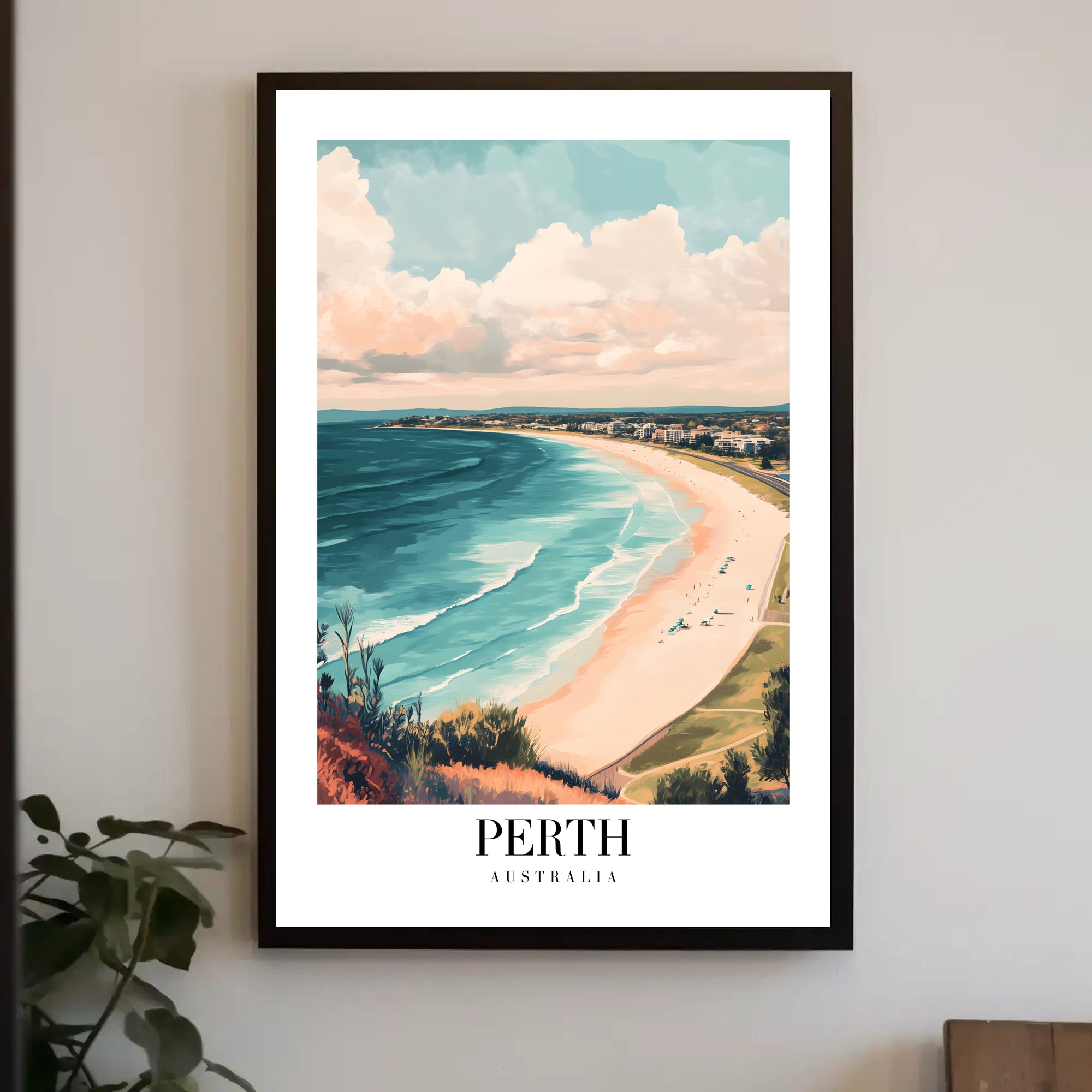 Perth Coastal Landscape Artistic Travel Poster PosterGoat