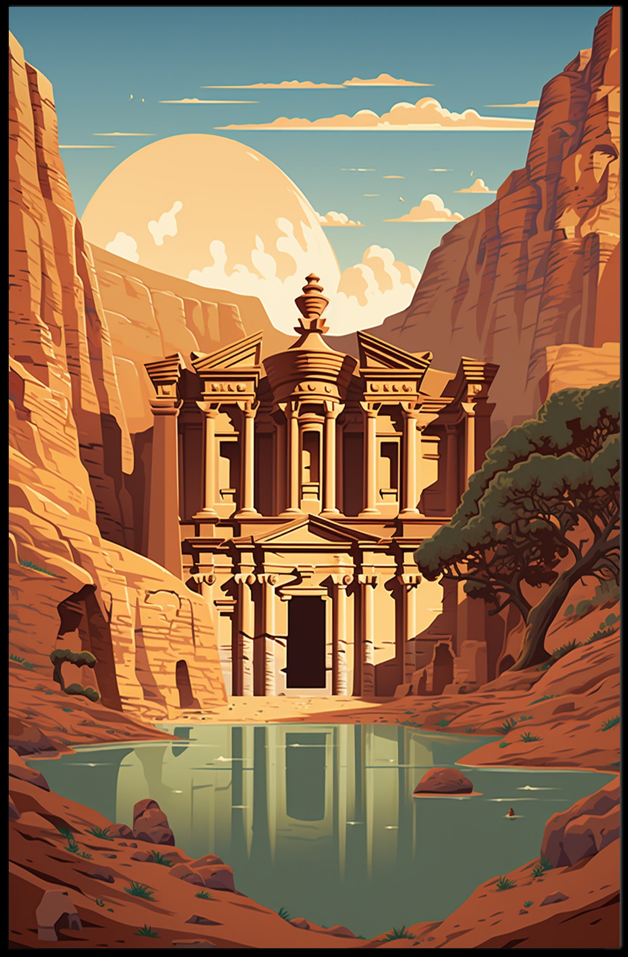 Petra-Inspired Canyon Landscape Cultural or Heritage Poster PosterGoat
