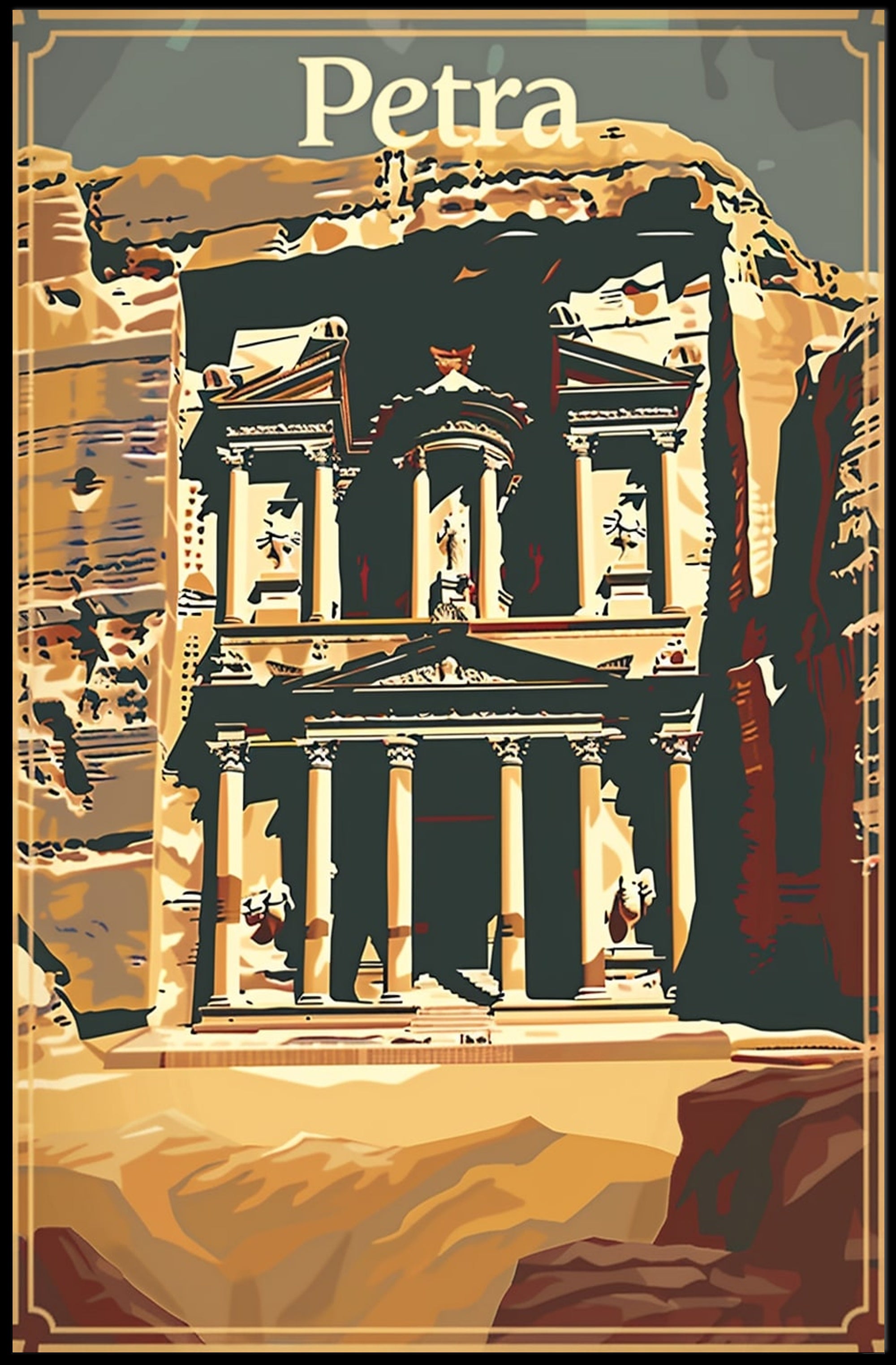Petra Travel Poster: Vintage Style Heritage Destination Art PosterGoat