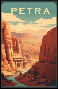 Petra Treasury Vintage Style Travel Poster PosterGoat