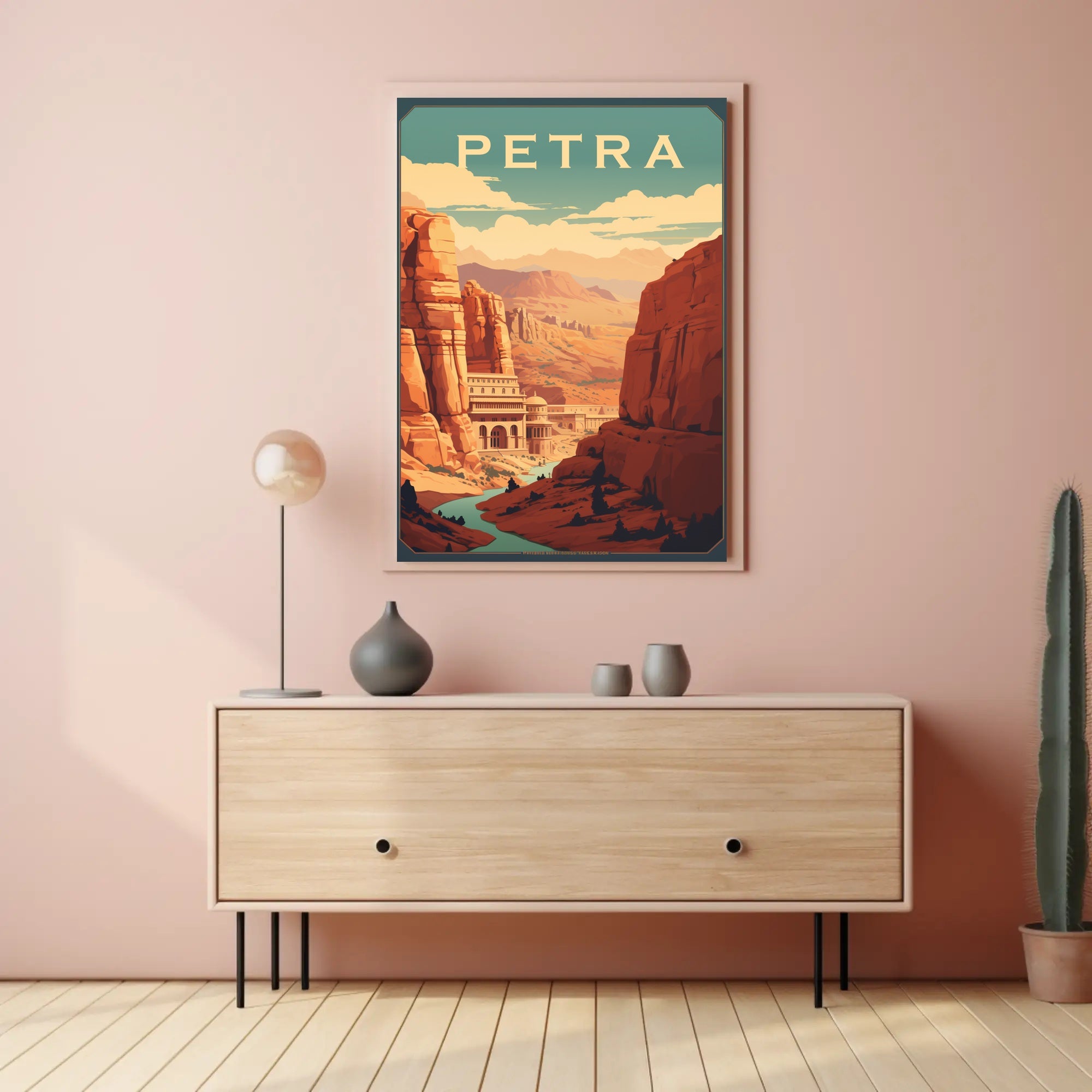 Petra Treasury Vintage Style Travel Poster PosterGoat