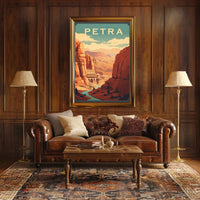 Petra Treasury Vintage Style Travel Poster PosterGoat