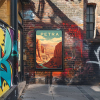 Petra Treasury Vintage Style Travel Poster PosterGoat