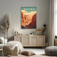 Petra Treasury Vintage Style Travel Poster PosterGoat