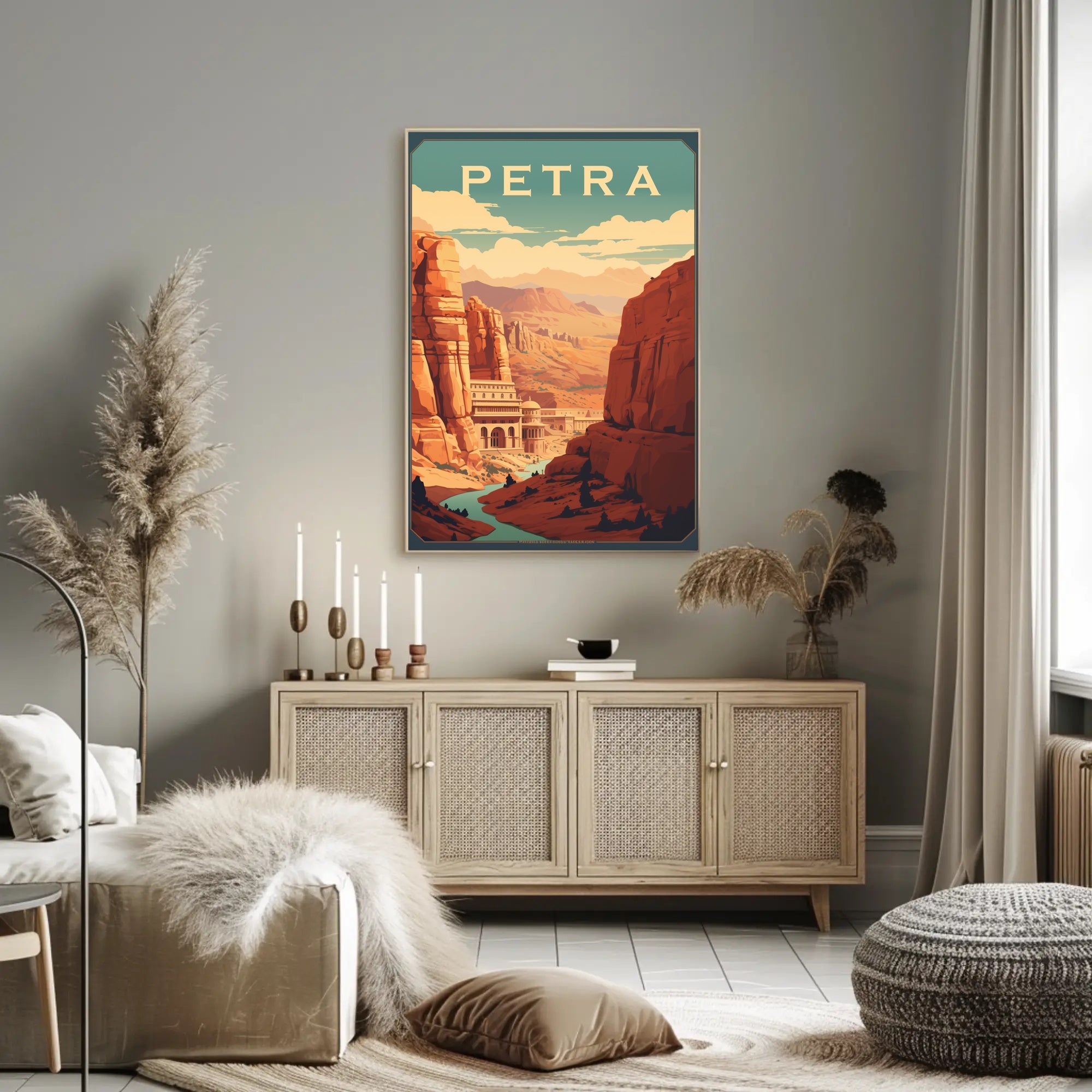 Petra Treasury Vintage Style Travel Poster PosterGoat
