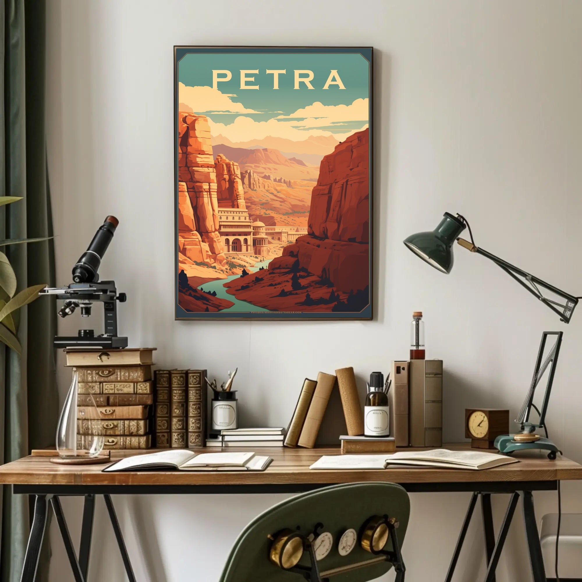Petra Treasury Vintage Style Travel Poster PosterGoat