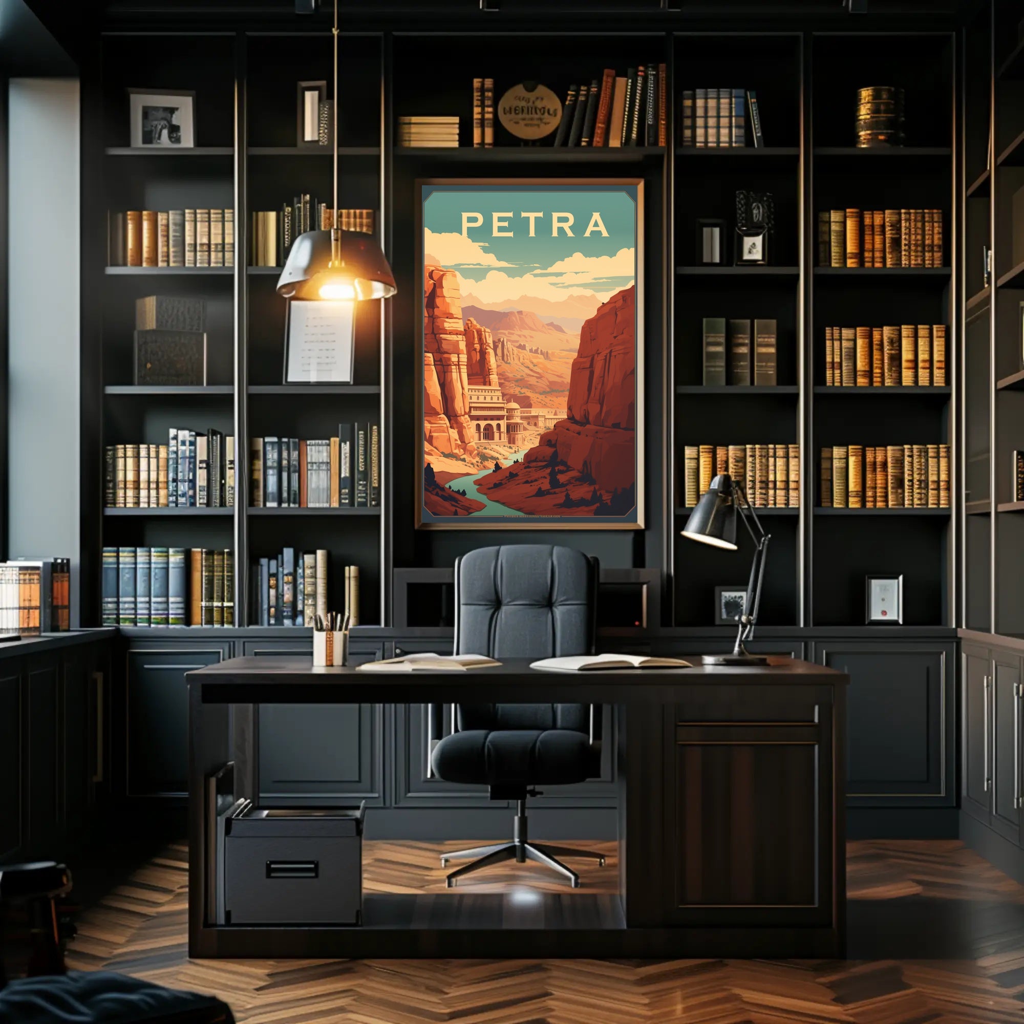 Petra Treasury Vintage Style Travel Poster PosterGoat