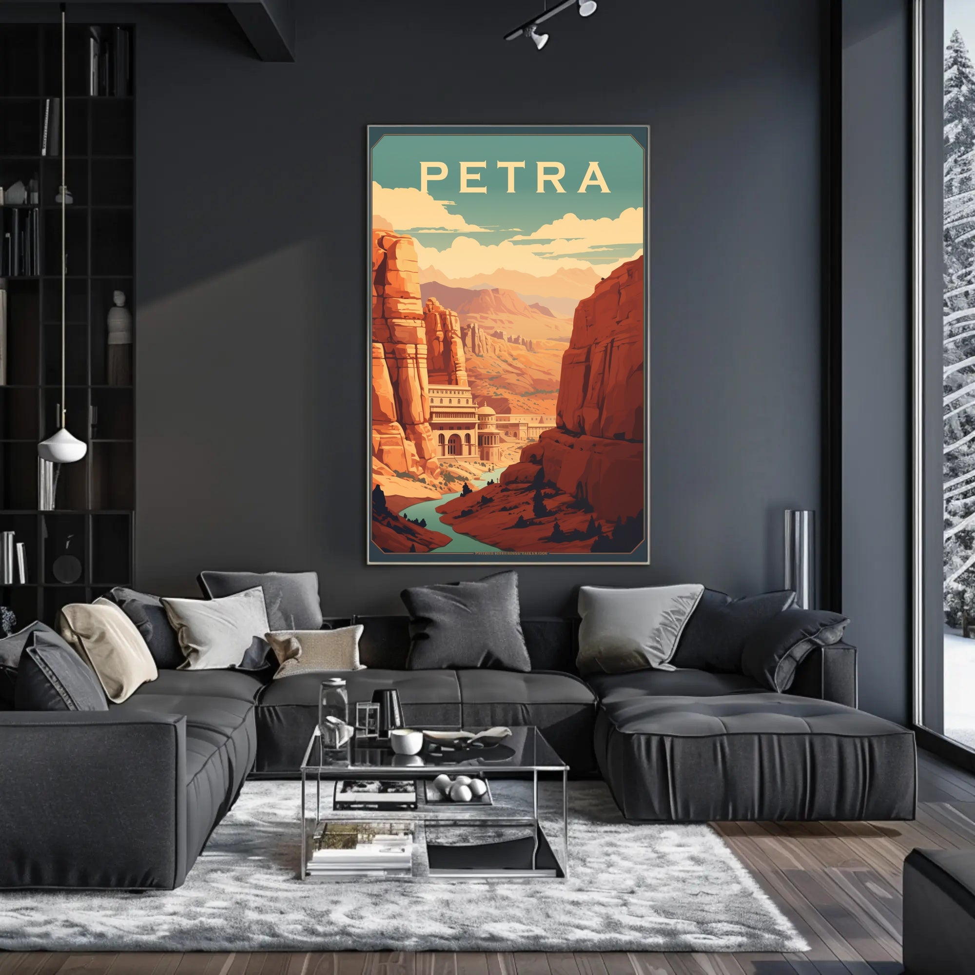 Petra Treasury Vintage Style Travel Poster PosterGoat