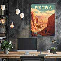 Petra Treasury Vintage Style Travel Poster PosterGoat