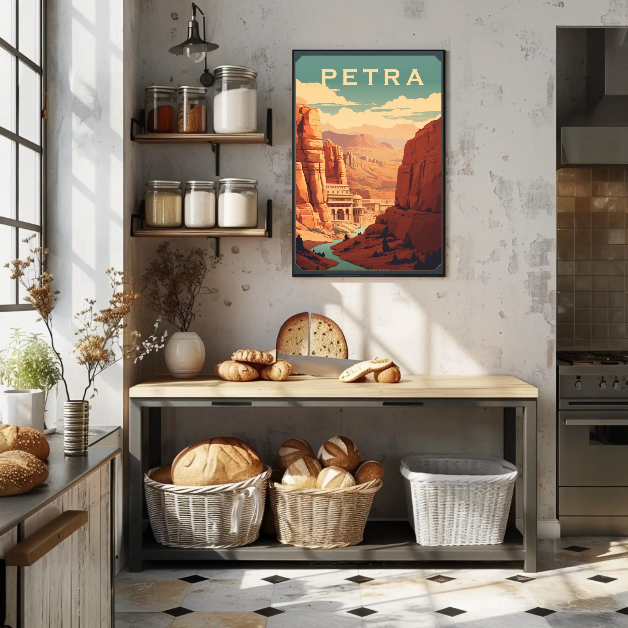 Petra Treasury Vintage Style Travel Poster PosterGoat