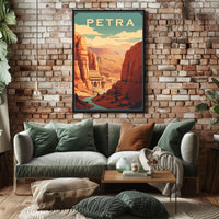 Petra Treasury Vintage Style Travel Poster PosterGoat