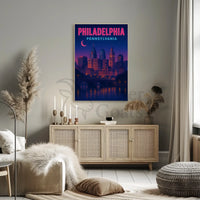 Philadelphia Cityscape Nighttime Serenity Travel Poster PosterGoat
