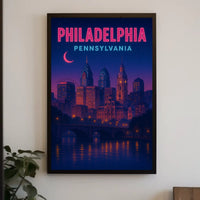 Philadelphia Cityscape Nighttime Serenity Travel Poster PosterGoat