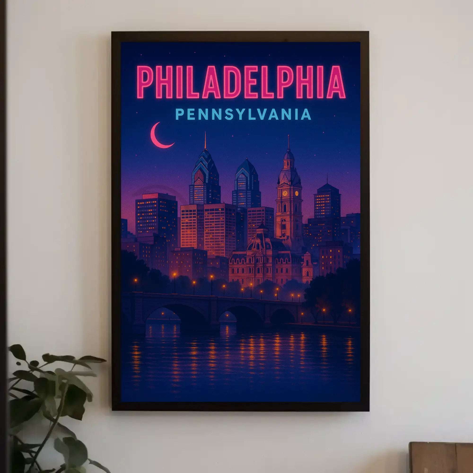 Philadelphia Cityscape Nighttime Serenity Travel Poster PosterGoat
