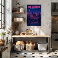 Philadelphia Cityscape Nighttime Serenity Travel Poster PosterGoat