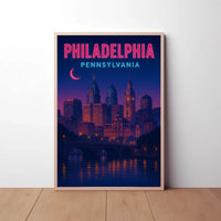 Philadelphia Cityscape Nighttime Serenity Travel Poster PosterGoat