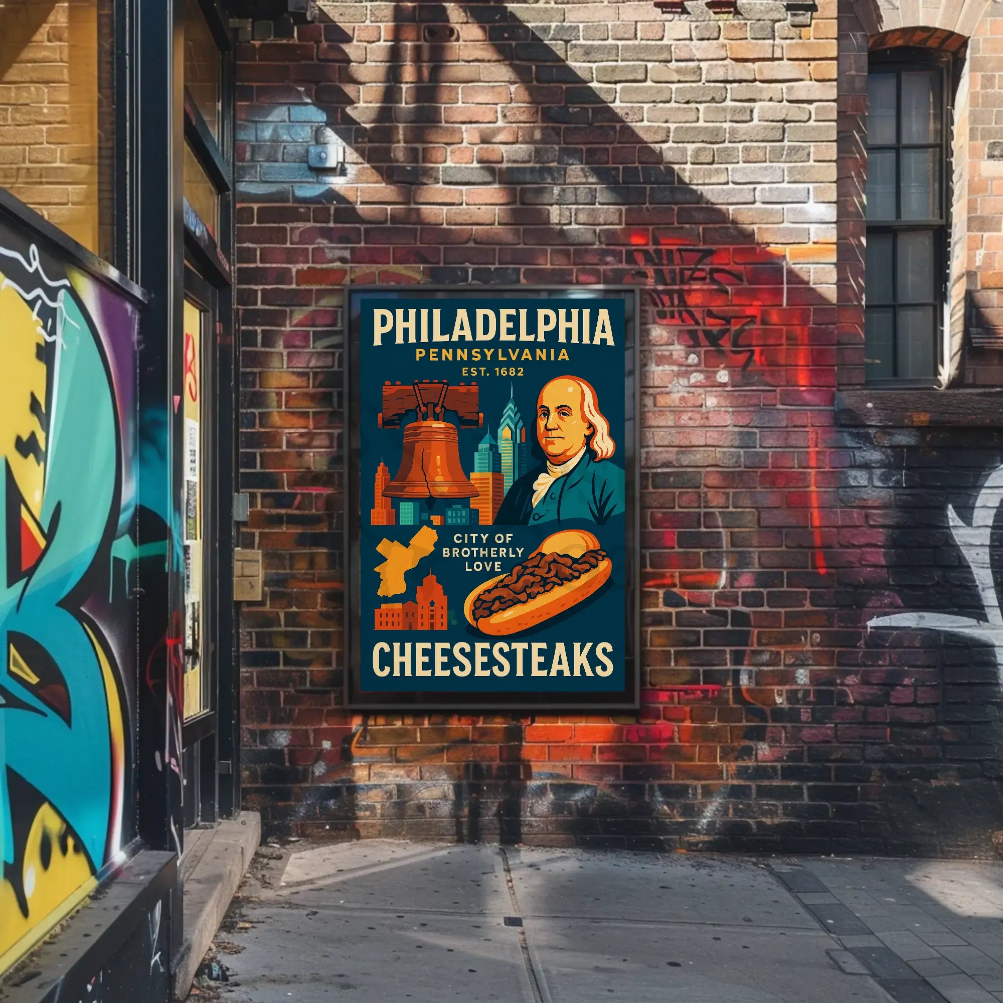 Philadelphia Icons Celebratory Heritage Cultural Poster PosterGoat