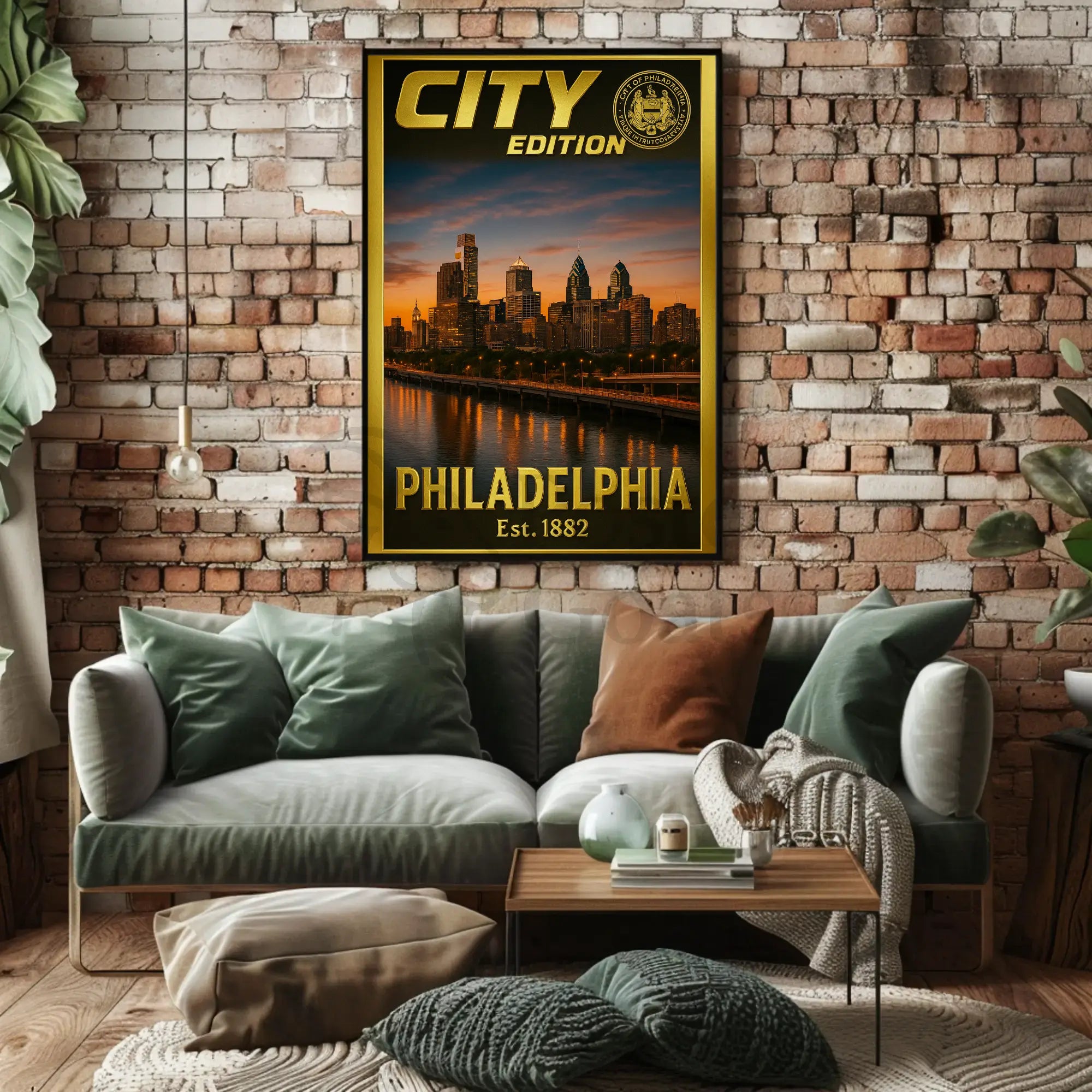 Philadelphia Skyline City Edition Artwork Travel Poster PosterGoat