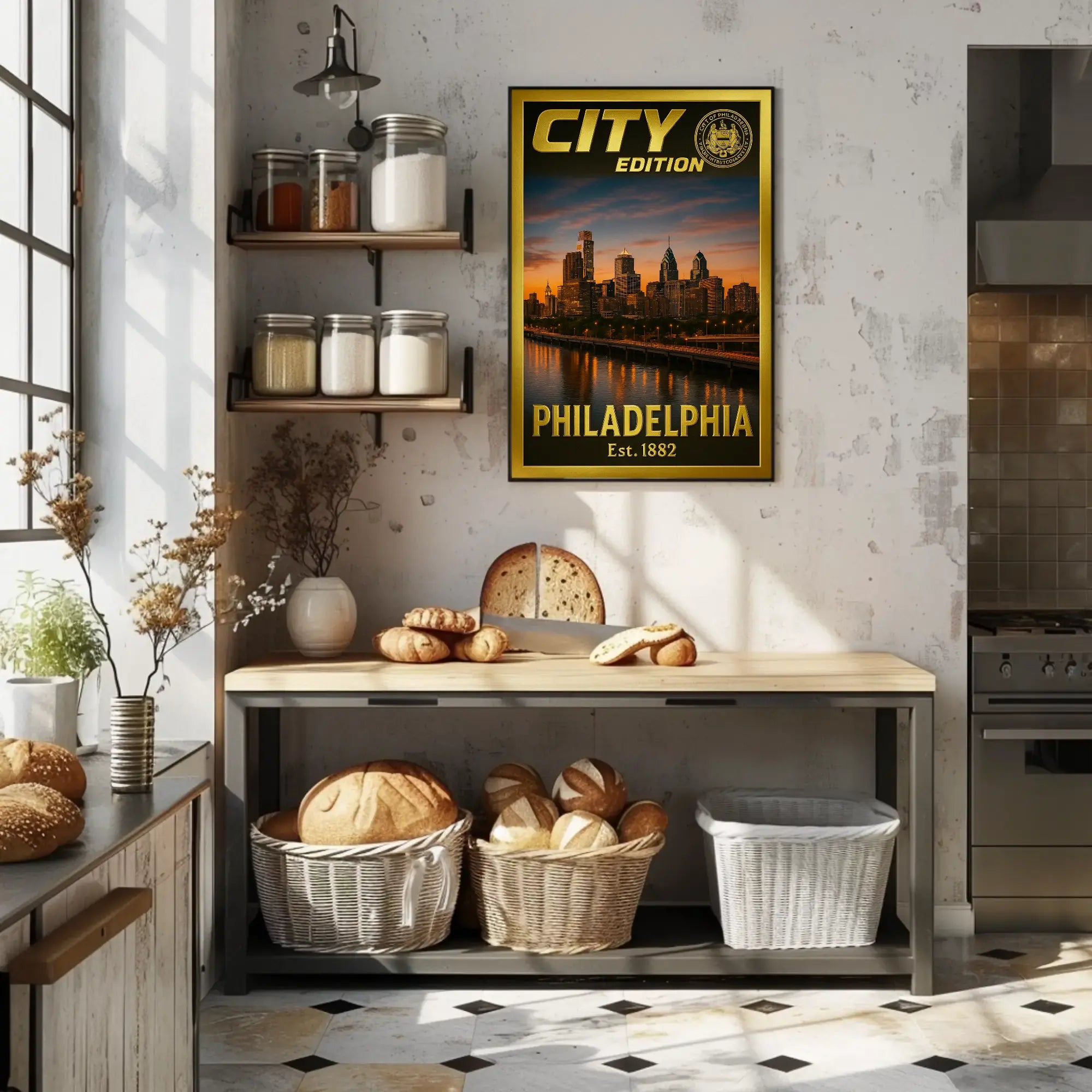 Philadelphia Skyline City Edition Artwork Travel Poster PosterGoat
