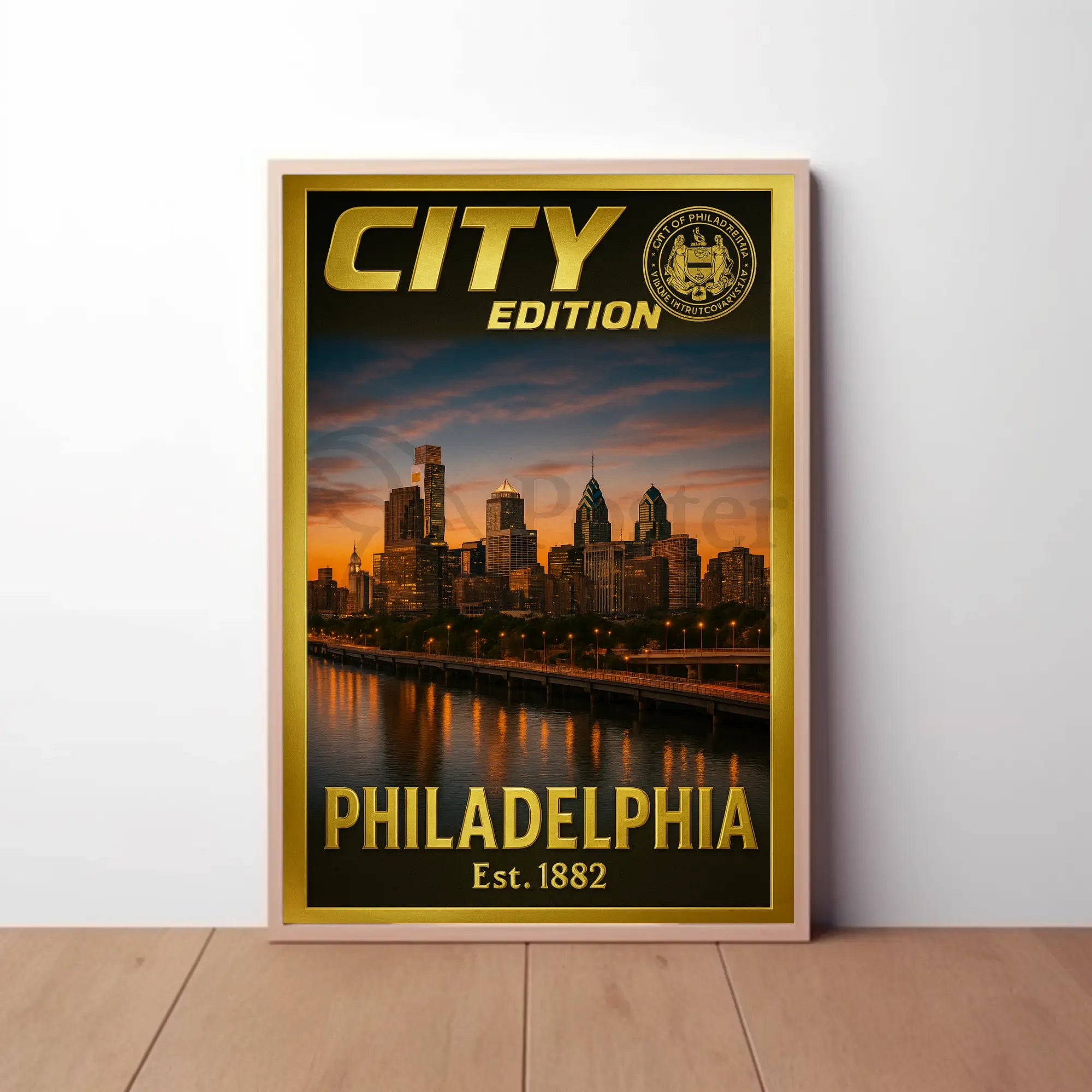 Philadelphia Skyline City Edition Artwork Travel Poster PosterGoat