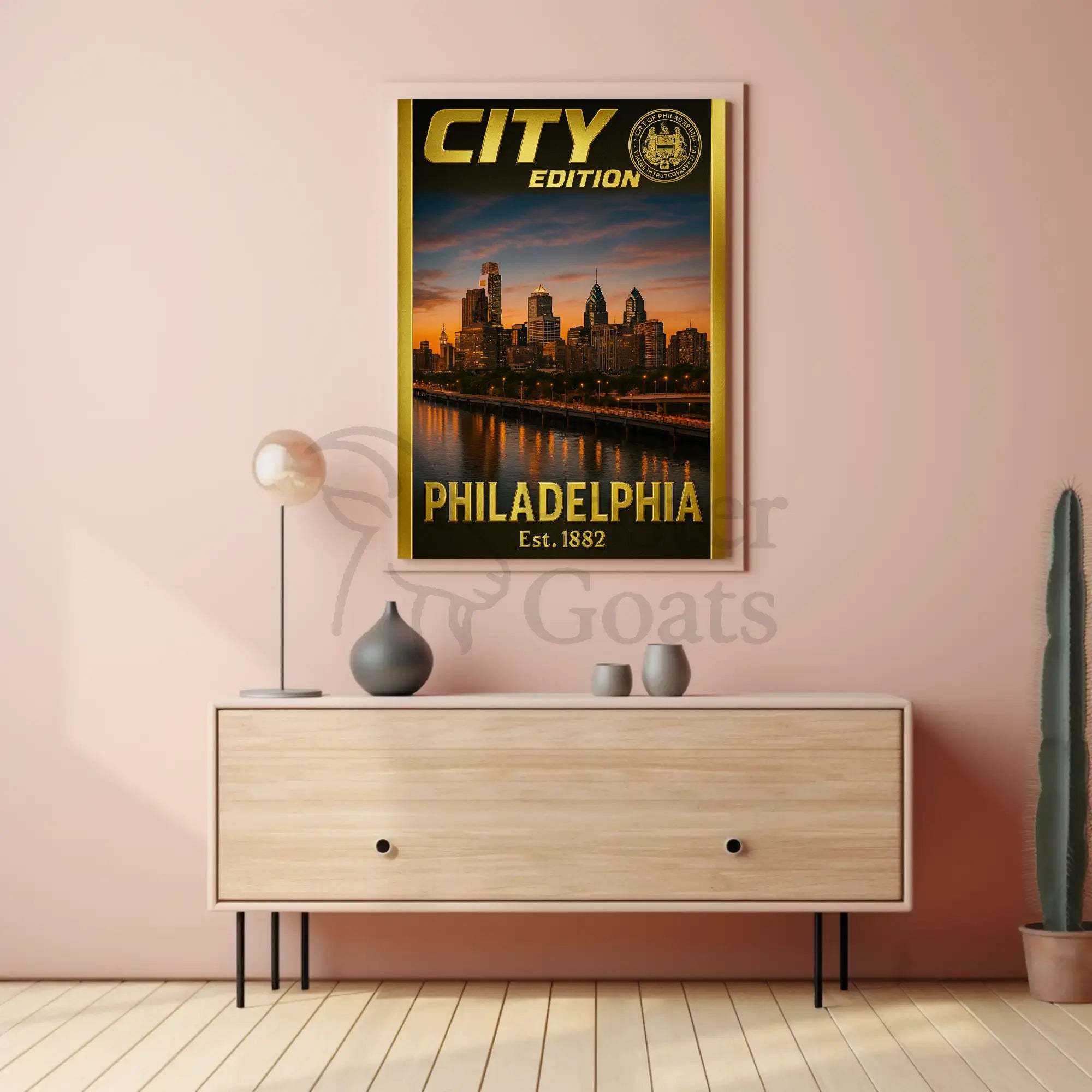 Philadelphia Skyline City Edition Artwork Travel Poster PosterGoat
