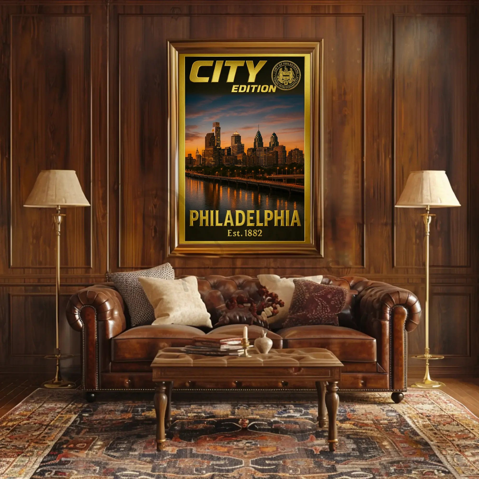 Philadelphia Skyline City Edition Artwork Travel Poster PosterGoat