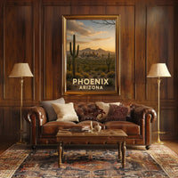 Phoenix Arizona Skyline with Cacti Travel Poster PosterGoat