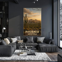 Phoenix Arizona Skyline with Cacti Travel Poster PosterGoat