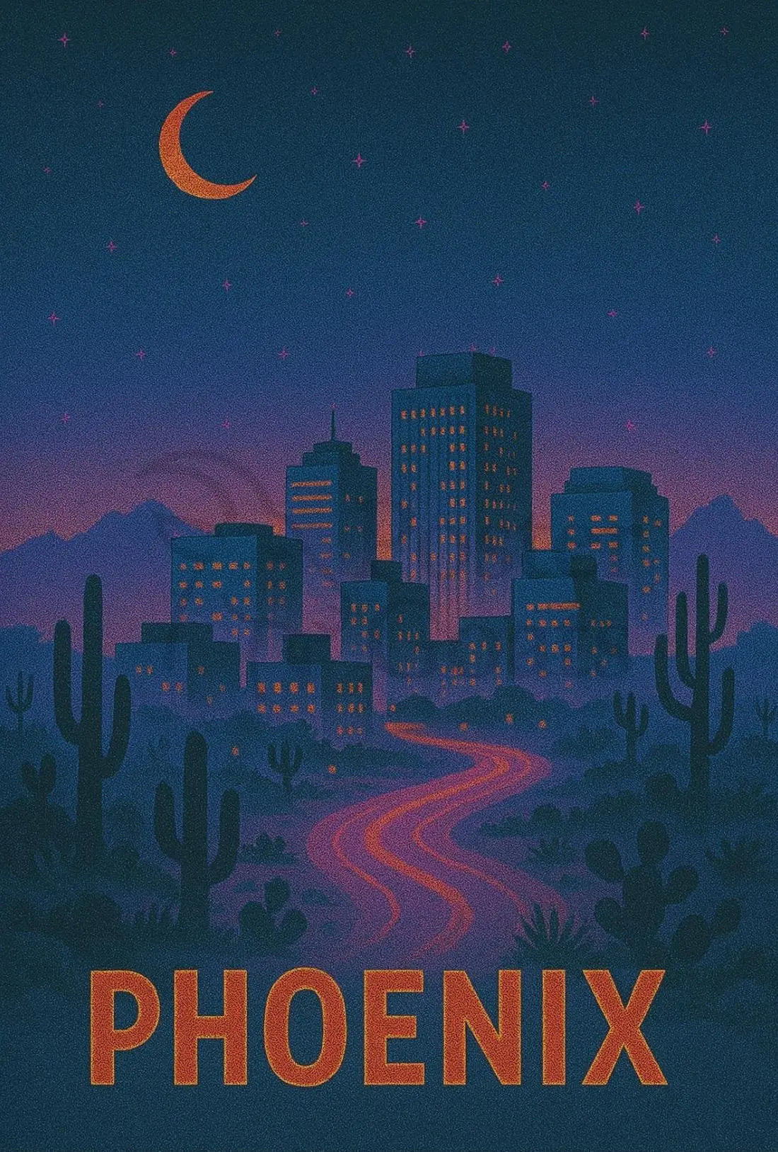 Phoenix Desert Night Journey Travel Poster PosterGoat